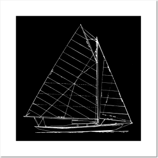 Sailboat Nautical Design Sketch - Sailing Posters and Art